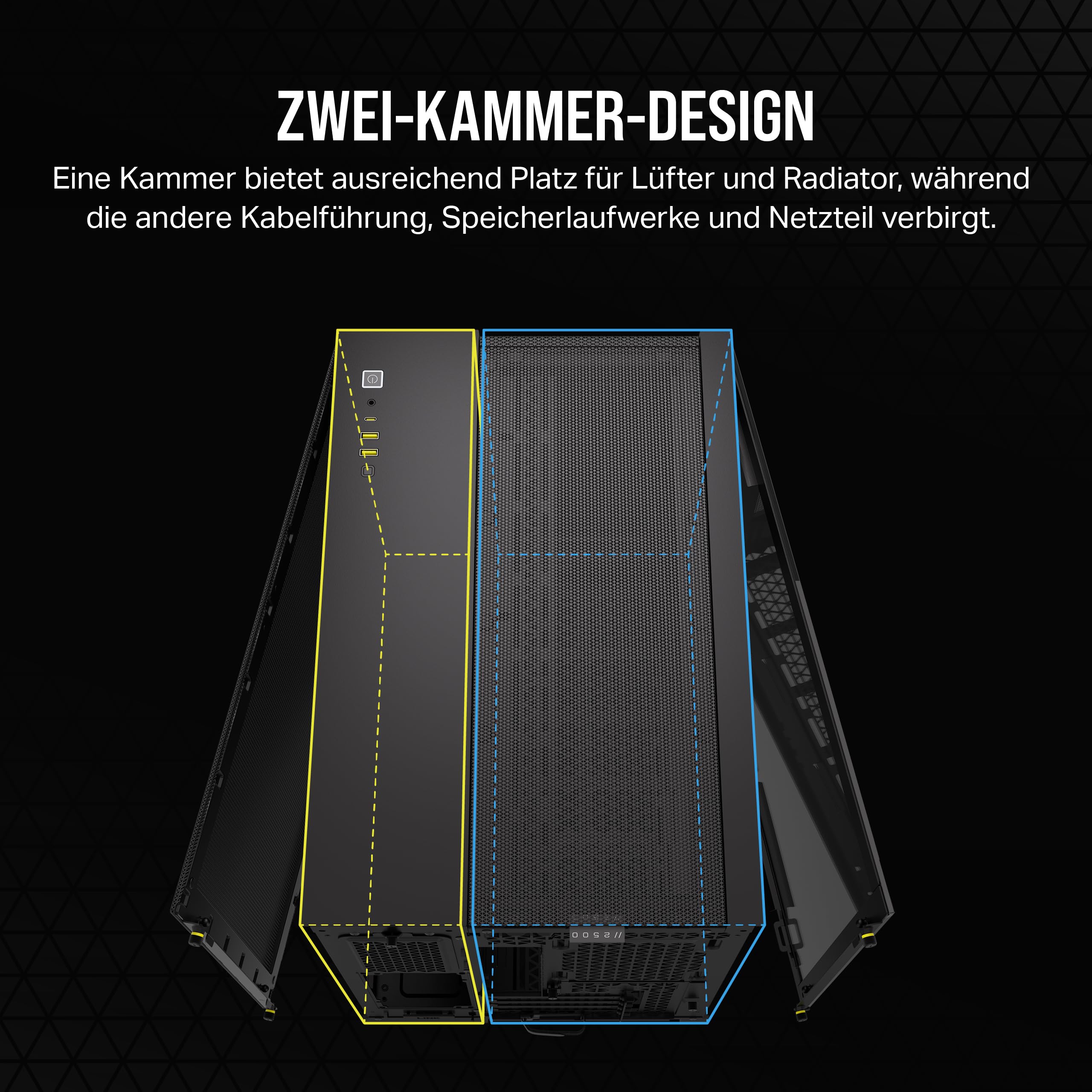 corsair-2500d-airflow-matx-pc-geh-use-schwarz-ohne-l-fter-zweikammer-design-reve image 3