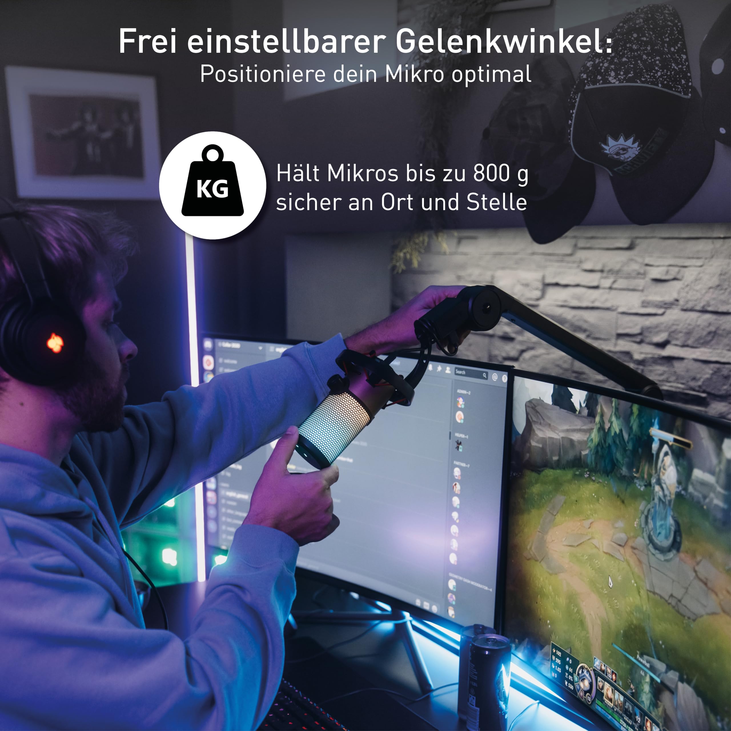 cherry-ma-6-0-uni-usb-mikrofonarm-mit-usb-hub-metall-verstellbar-bis-800g-schwar image 3