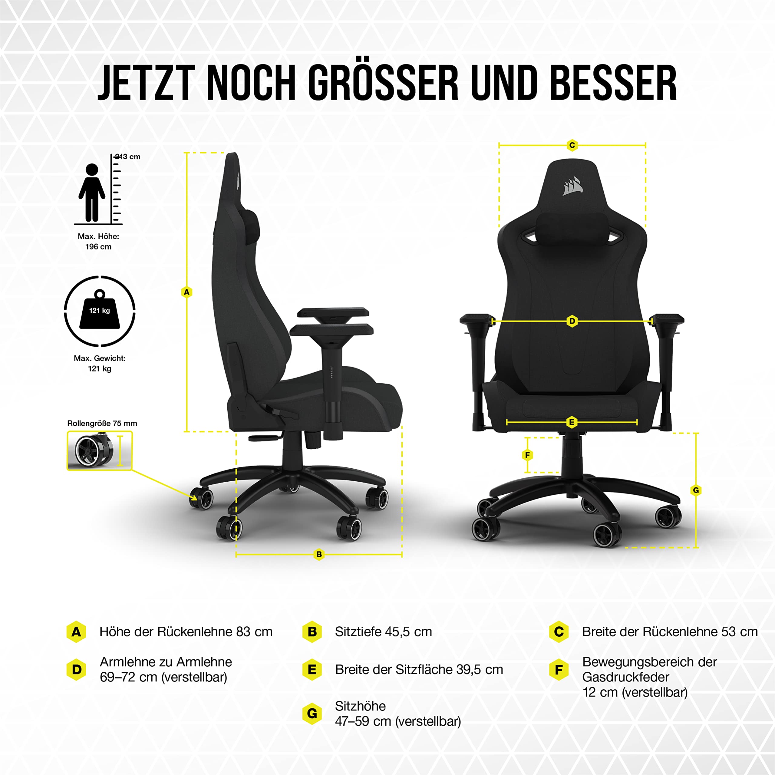 corsair-tc200-gaming-stuhl-mit-stoffbezug-standard-fit-schwarz-schwarz image 2