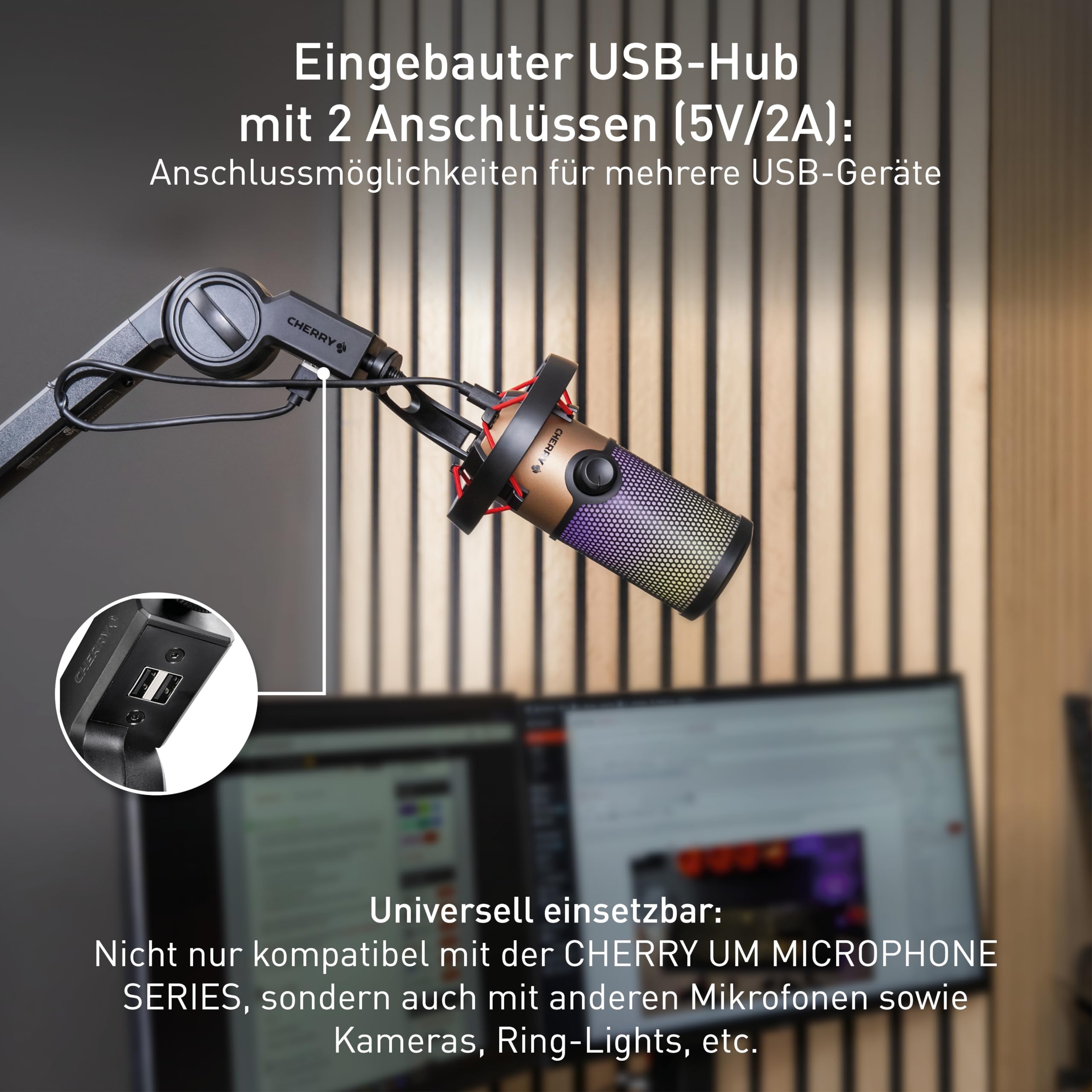cherry-ma-6-0-uni-usb-mikrofonarm-mit-usb-hub-metall-verstellbar-bis-800g-schwar image 2