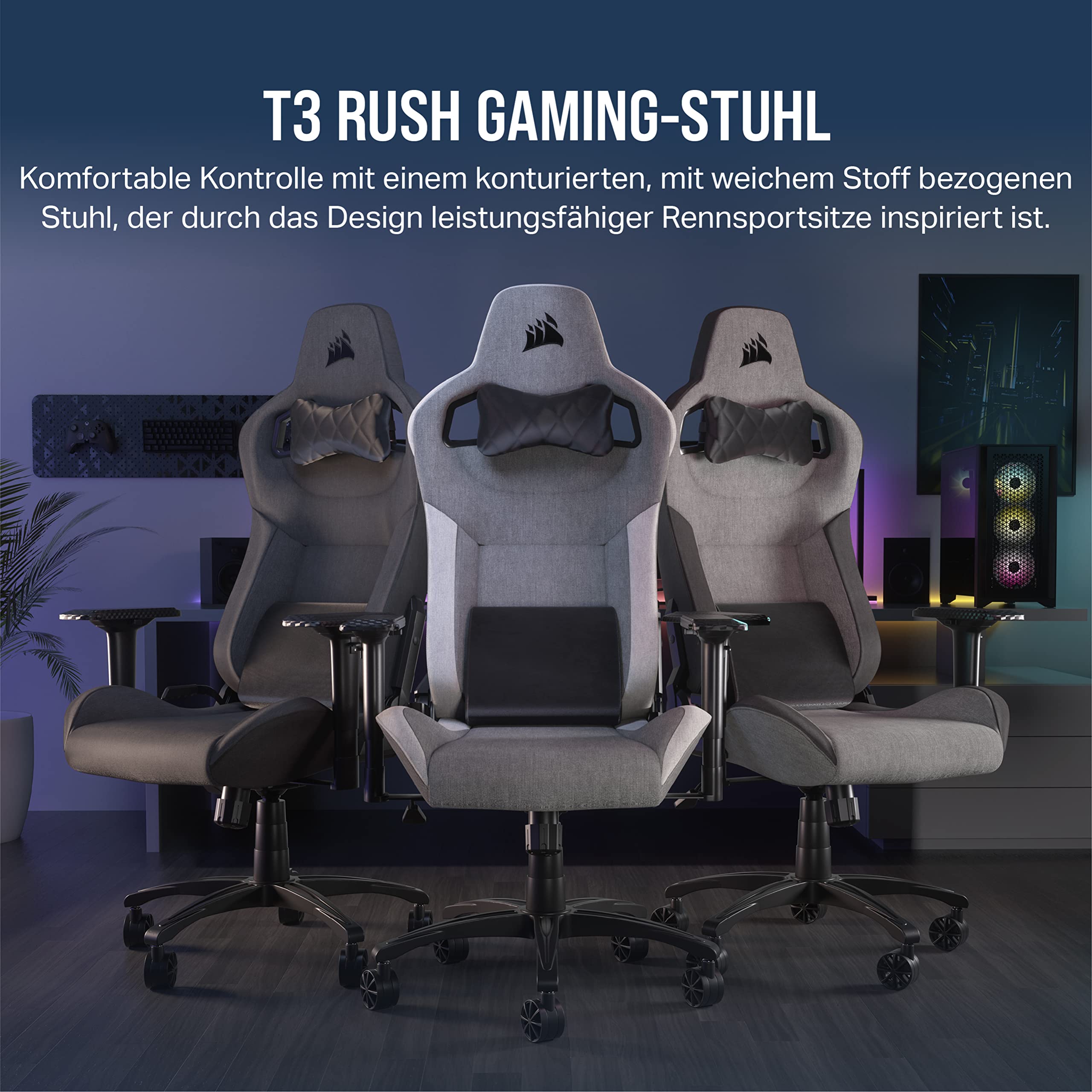corsair-t3-rush-gaming-stuhl-mit-stoffbezug-2023-rennsport-design-verstellbare-4 image 4