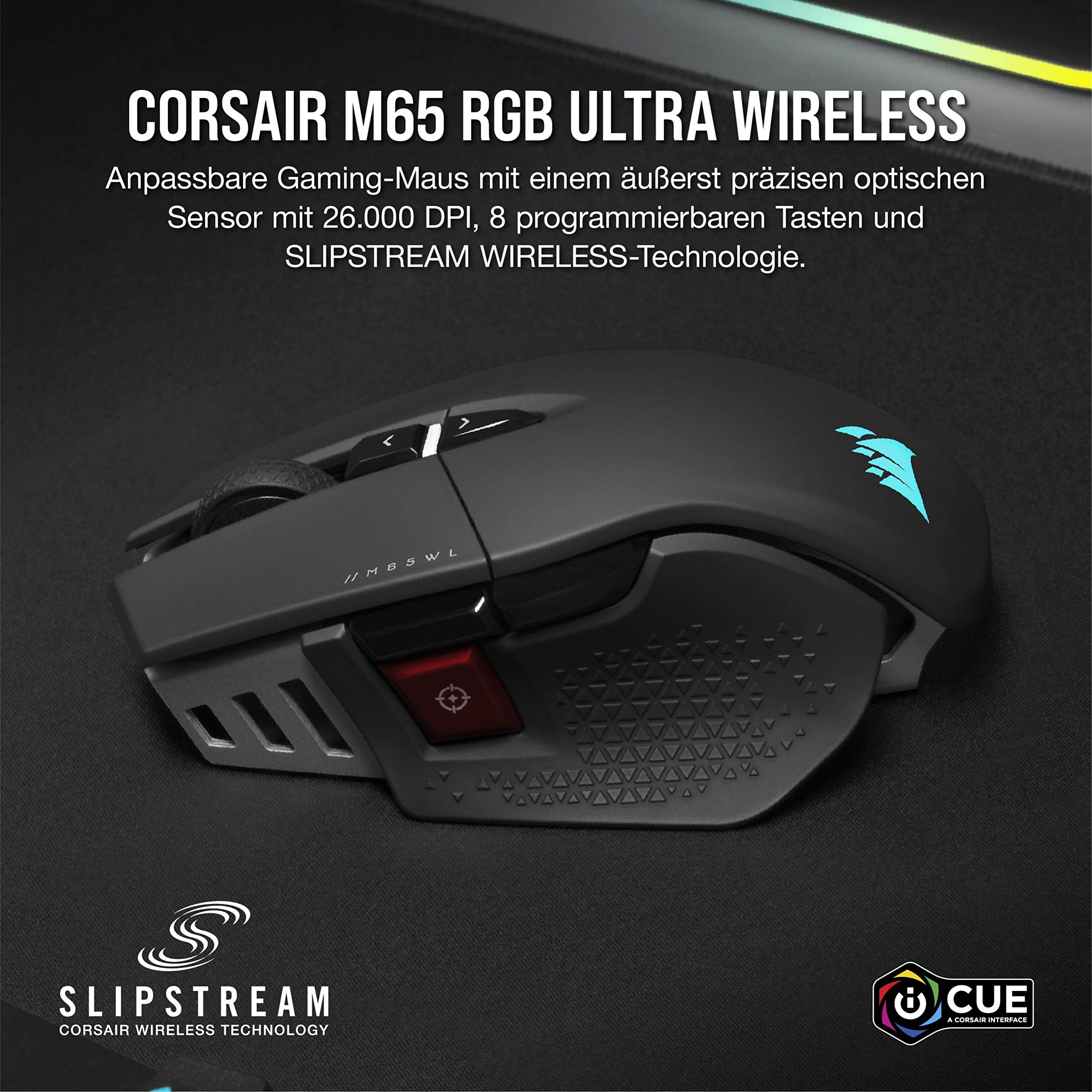 corsair-m65-rgb-ultra-wireless-kabellose-fps-gaming-maus-mit-26-000-dpi-sub-1ms- image 2