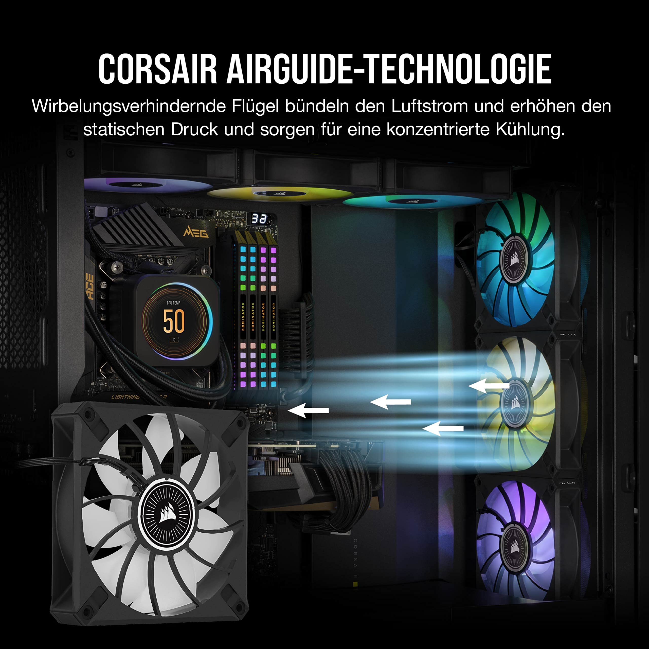 corsair-ml120-rgb-elite-120mm-magnetlevitations-l-fter-mit-airguide-und-lighting image 3