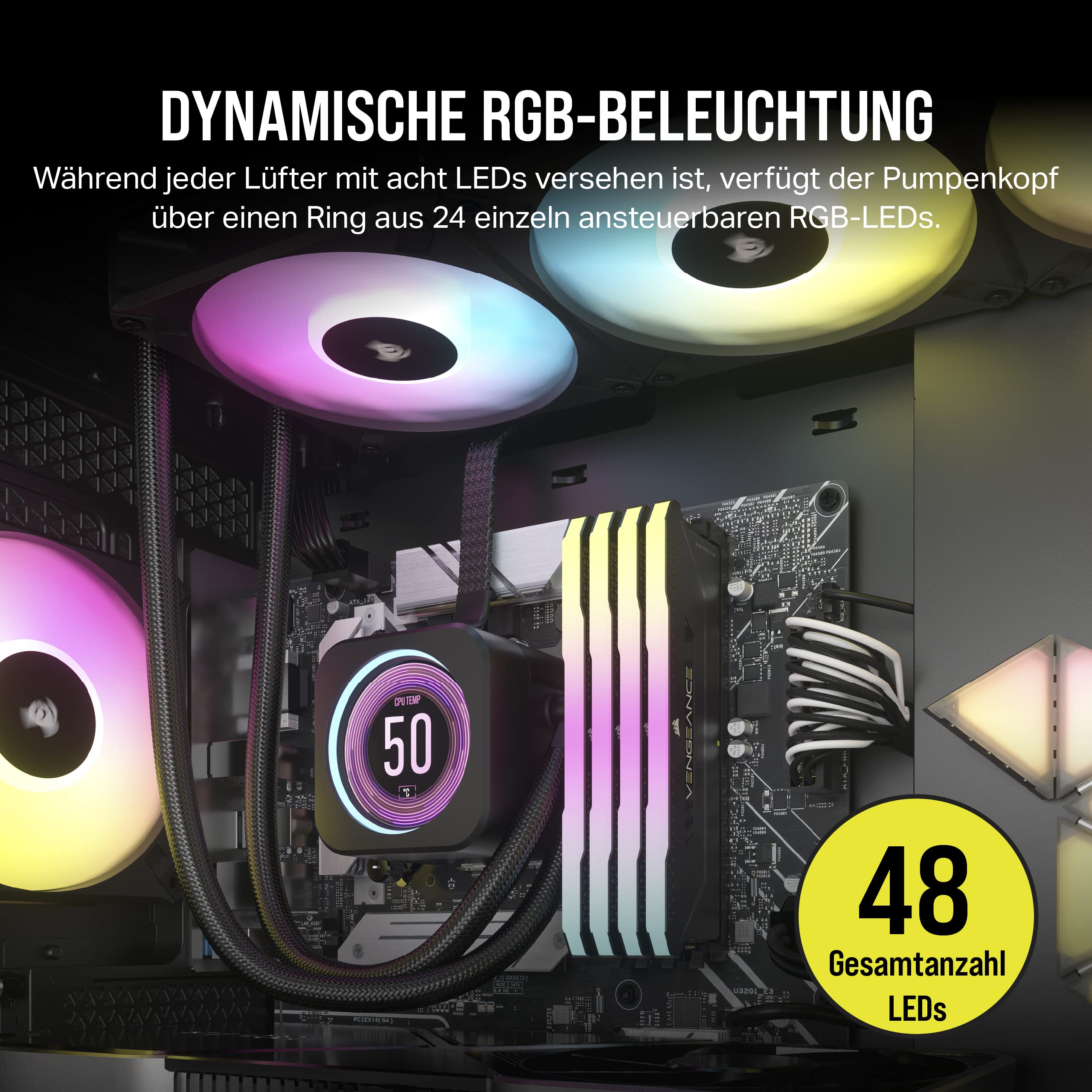 corsair-icue-h150i-elite-lcd-xt-fl-ssig-cpu-k-hler-360mm-ips-lcd-3x-af120-rgb-el image 5