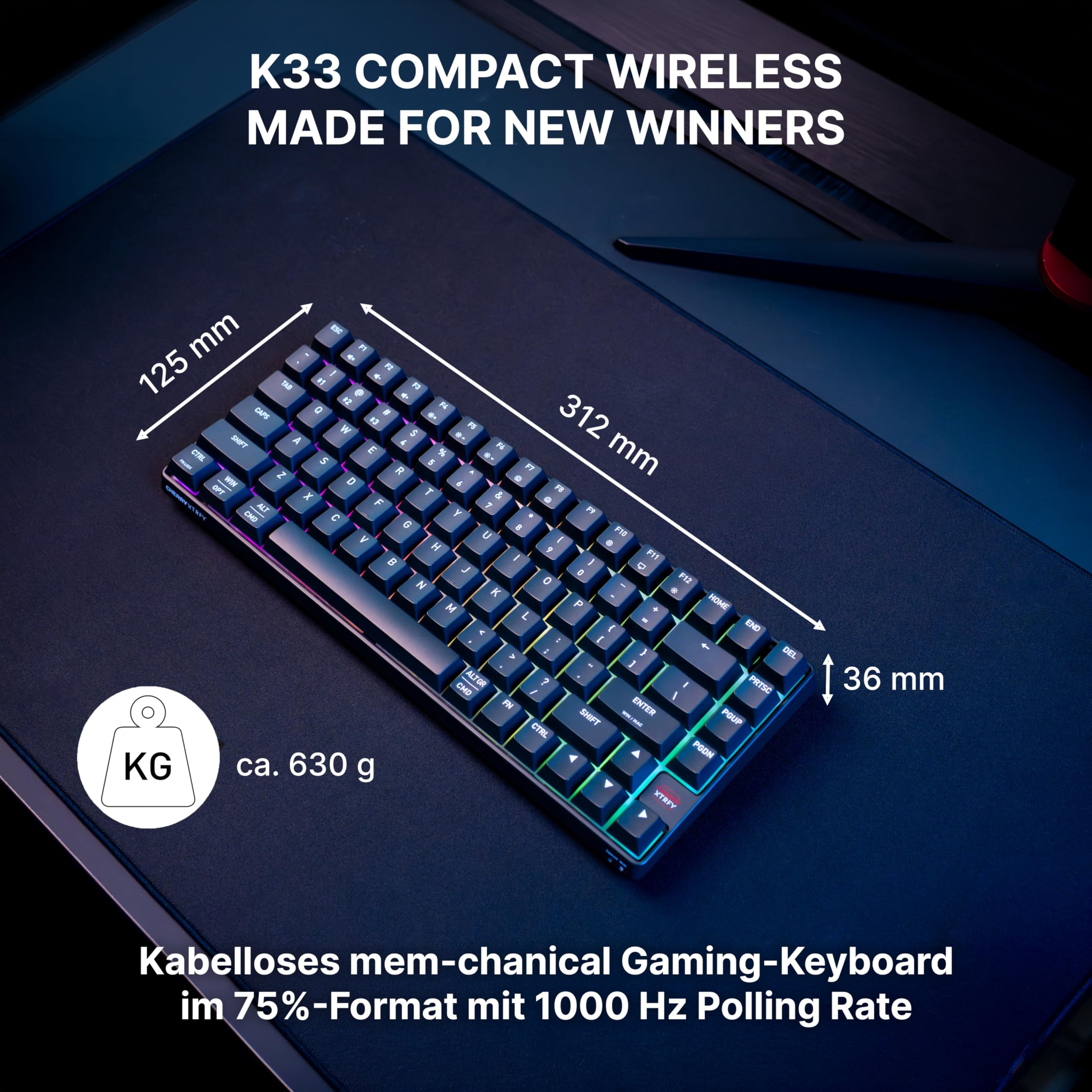 cherry-k33-compact-wireless-mem-chanical-gaming-tastatur-75-layout-rgb-multi-dev image 2
