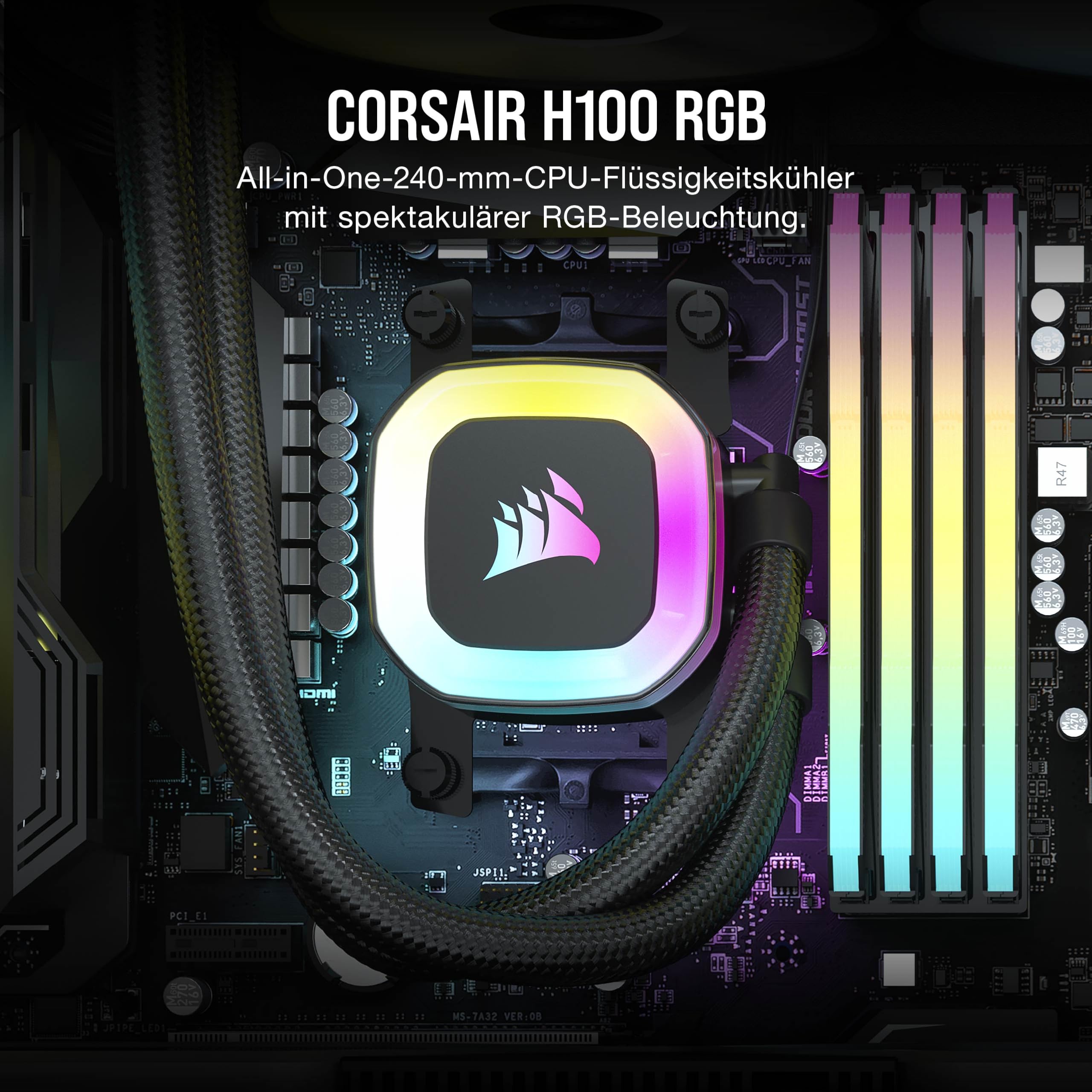 corsair-h100-rgb-fl-ssig-cpu-k-hler-240mm-aio-sp120-rgb-elite-l-fter-argb-adapte image 2