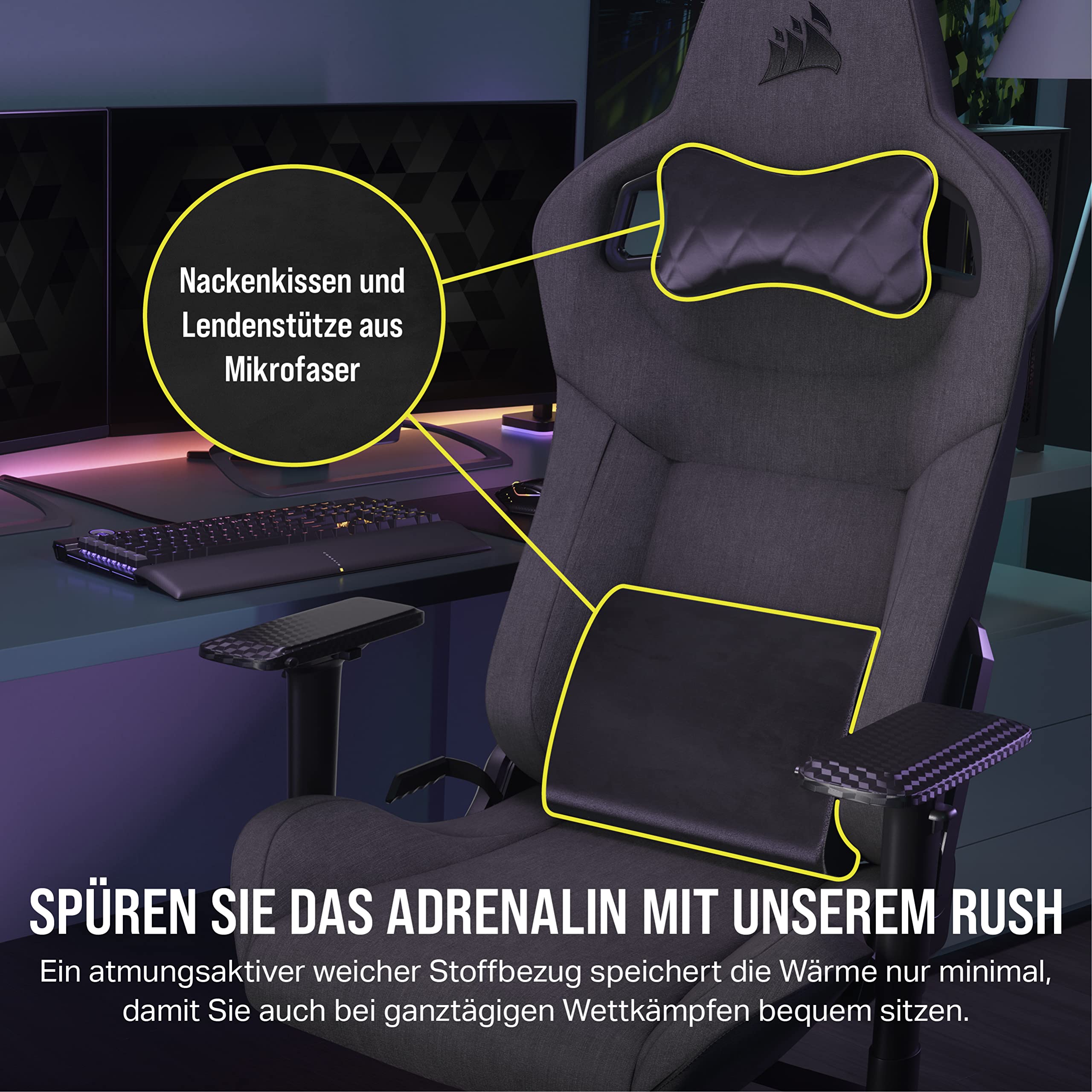 corsair-t3-rush-gaming-stuhl-mit-stoffbezug-2023-rennsport-design-verstellbare-4 image 5