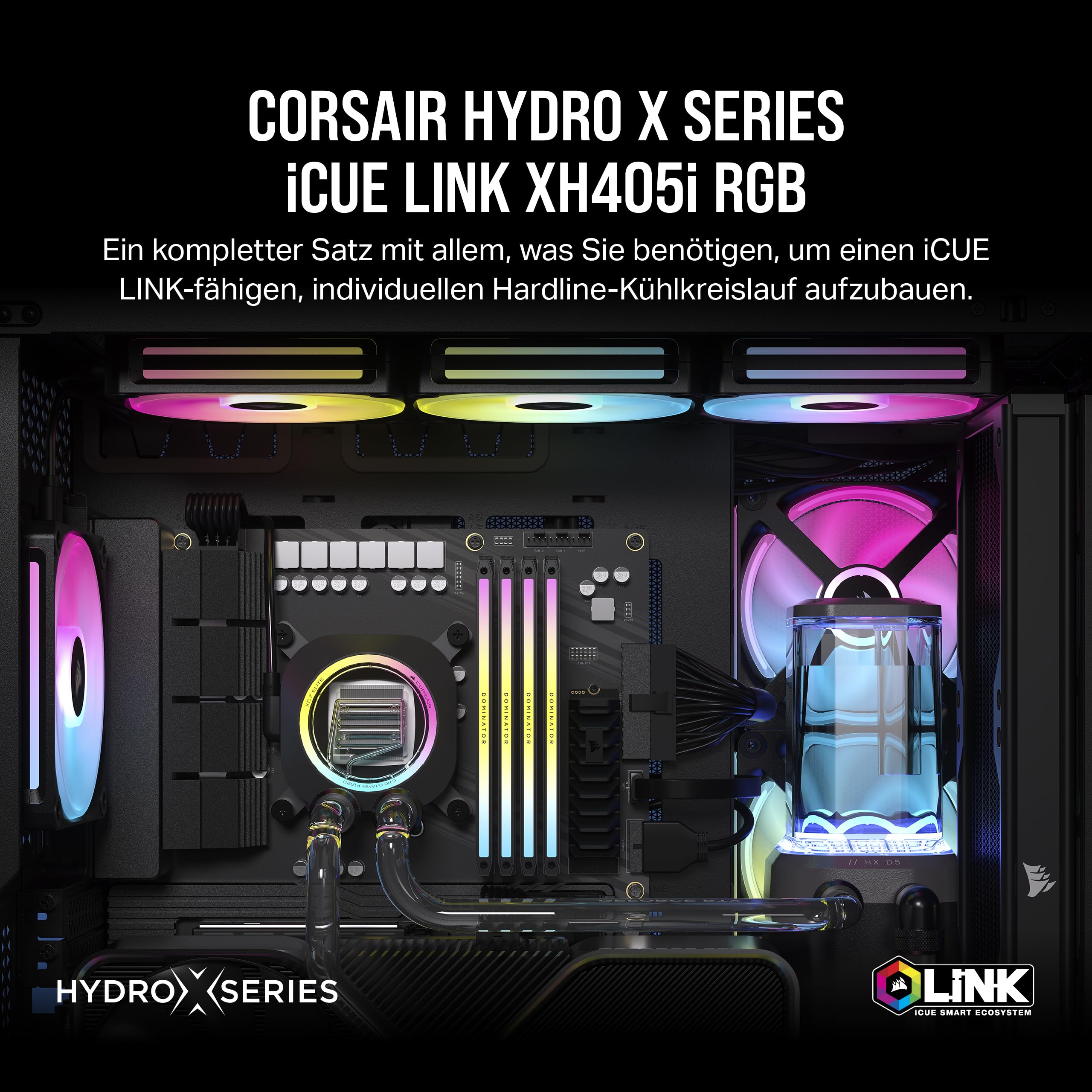 corsair-hydro-x-series-icue-link-xh405i-custom-water-cooling-kit-hardline-kreisl image 2